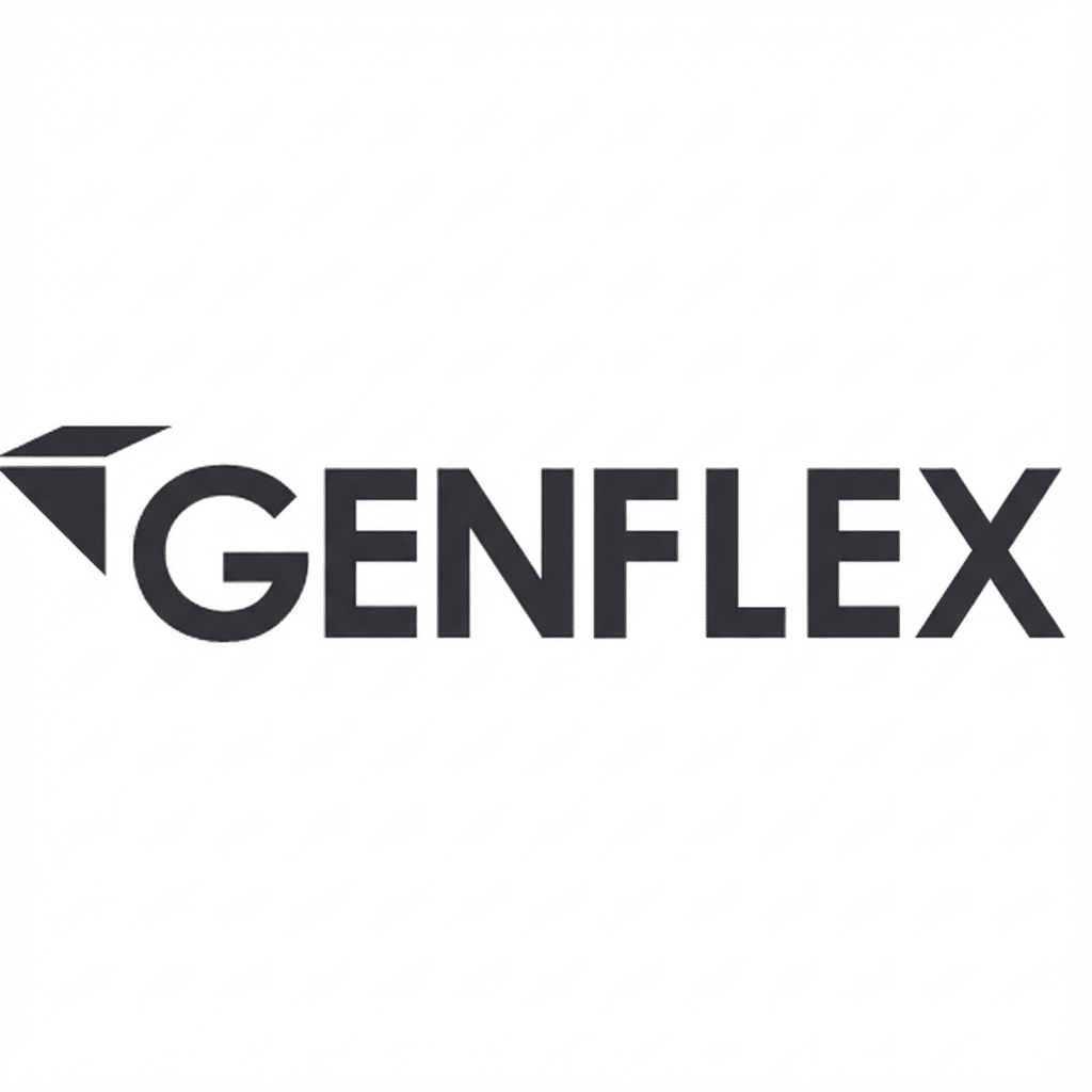 GENFLEX logo, representing roofing solutions, relevant to emergency roof repair services by Texcore Construction in Fort Worth, Texas.