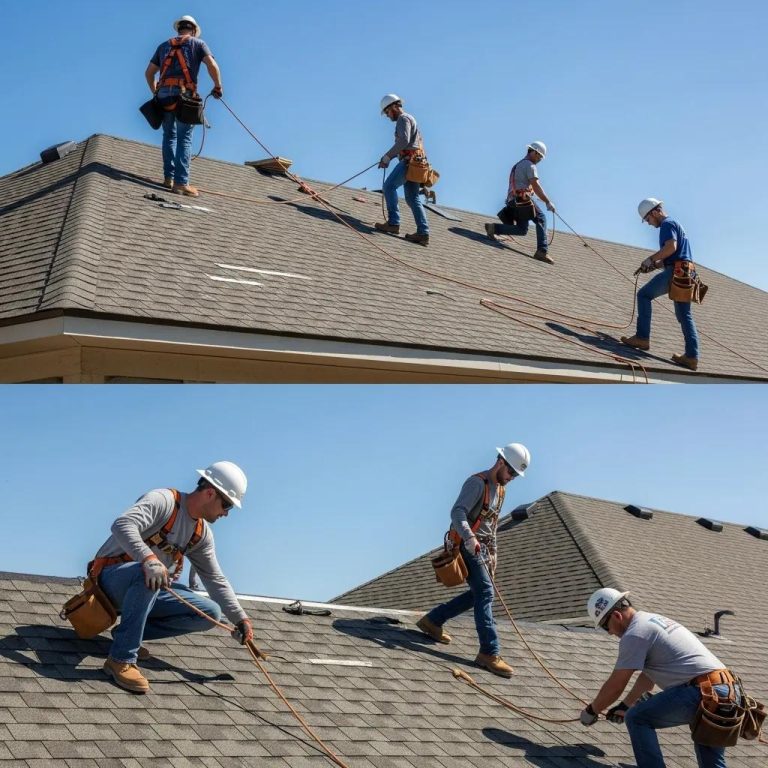 Texcore Construction team working on a roofing project, highlighting professionalism and quality service