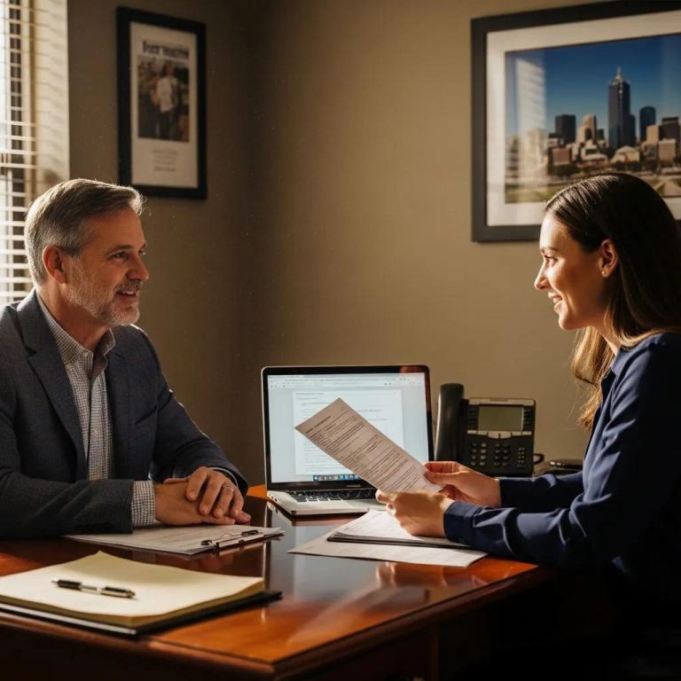 Fort Worth property owner consulting with an insurance adjuster about claims