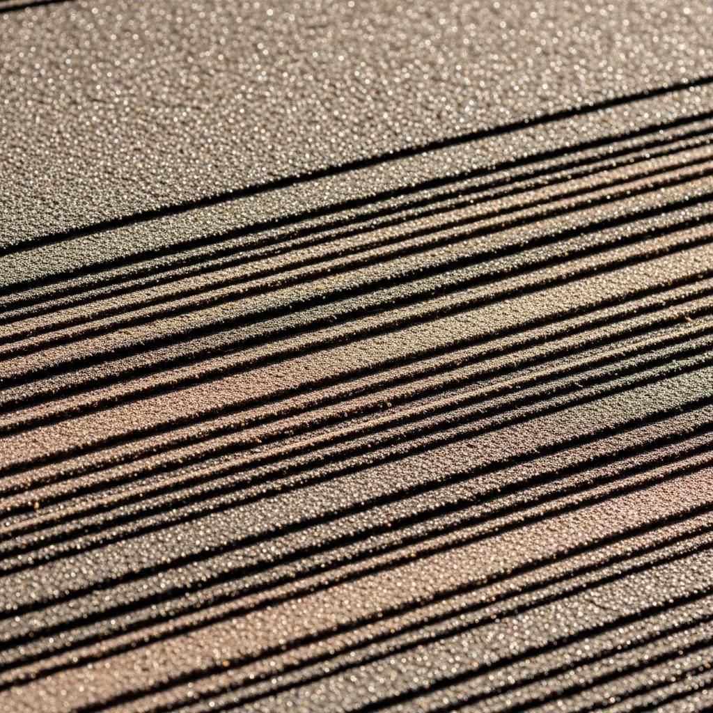 Close-up of Built-Up Roofing layers, showcasing bitumen and reinforcing fabrics for durability