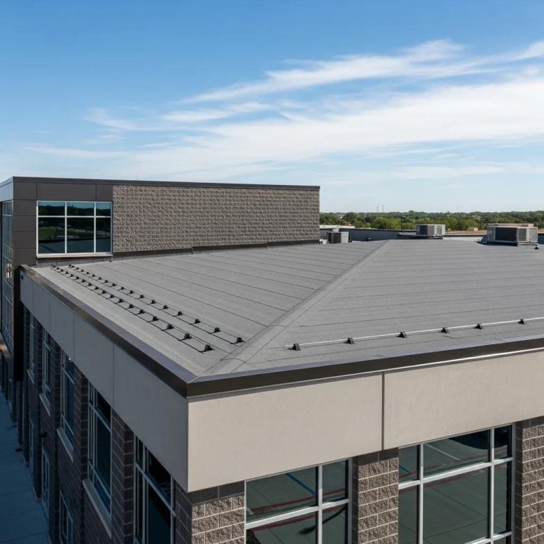 Modified bitumen roofing on a commercial building in Fort Worth, showcasing durability and weather resistance