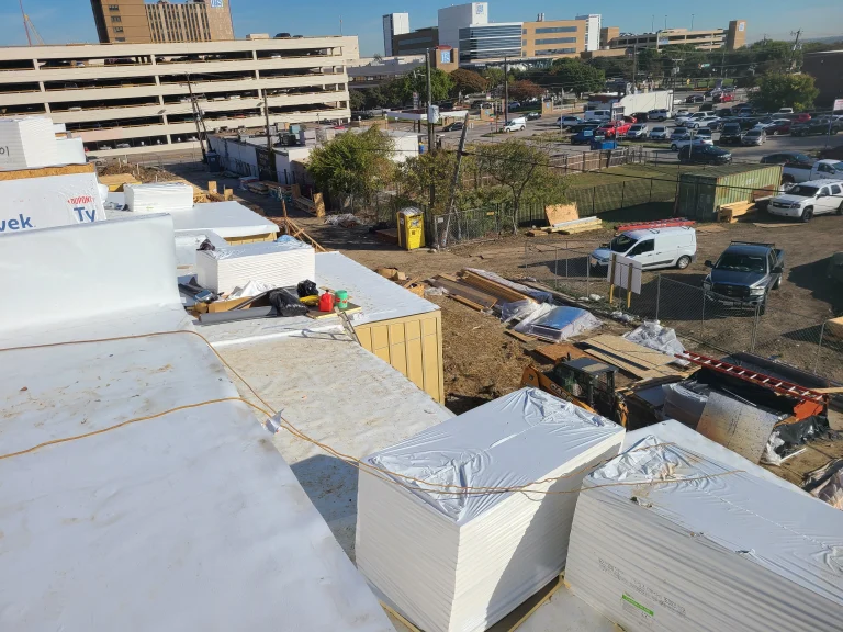 Commercial TPO roof installation on a Fort Worth building
